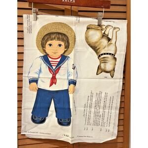 VTG. Jonathan and dog “Buster“ FABRIC 18" DOLL PANEL FABRIC CRAFT MATERIAL UNCUT